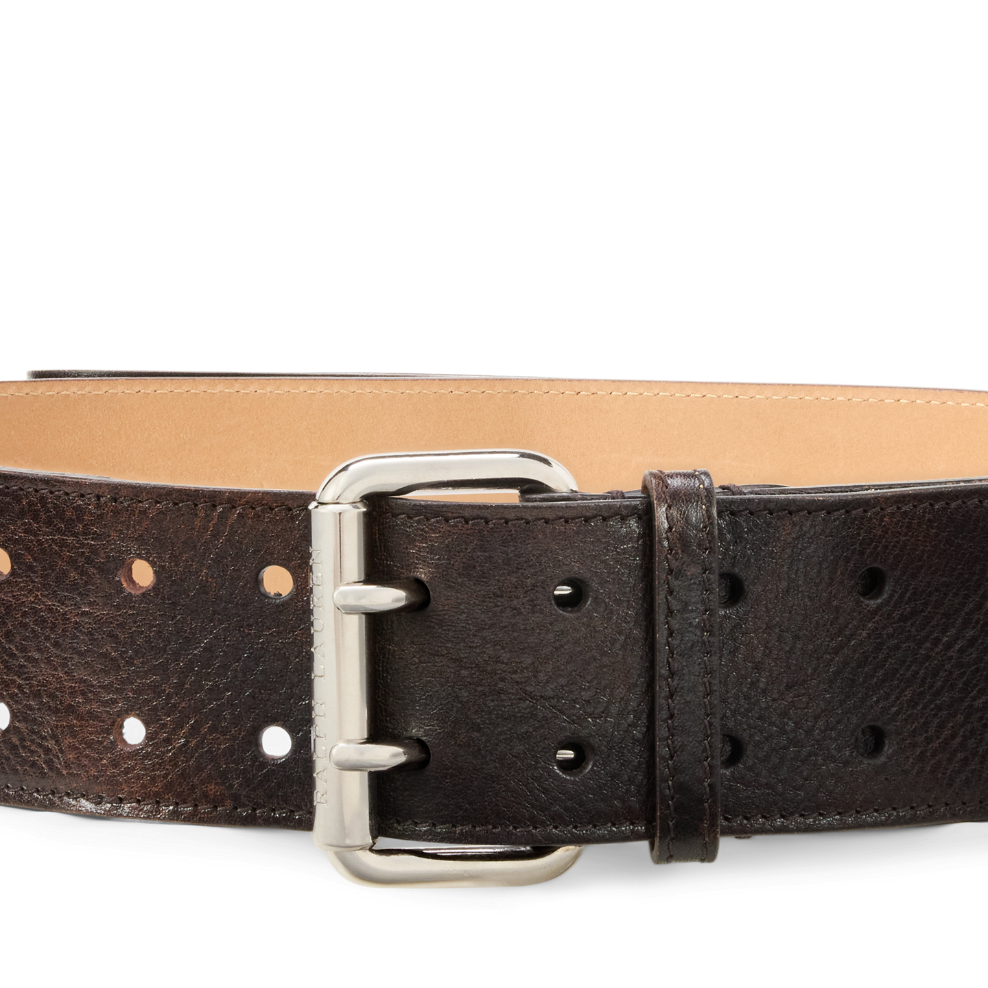 Женский ремень Ralph Lauren Distressed Double-Prong Long, цвет: Винтажный коричневый — фото 1