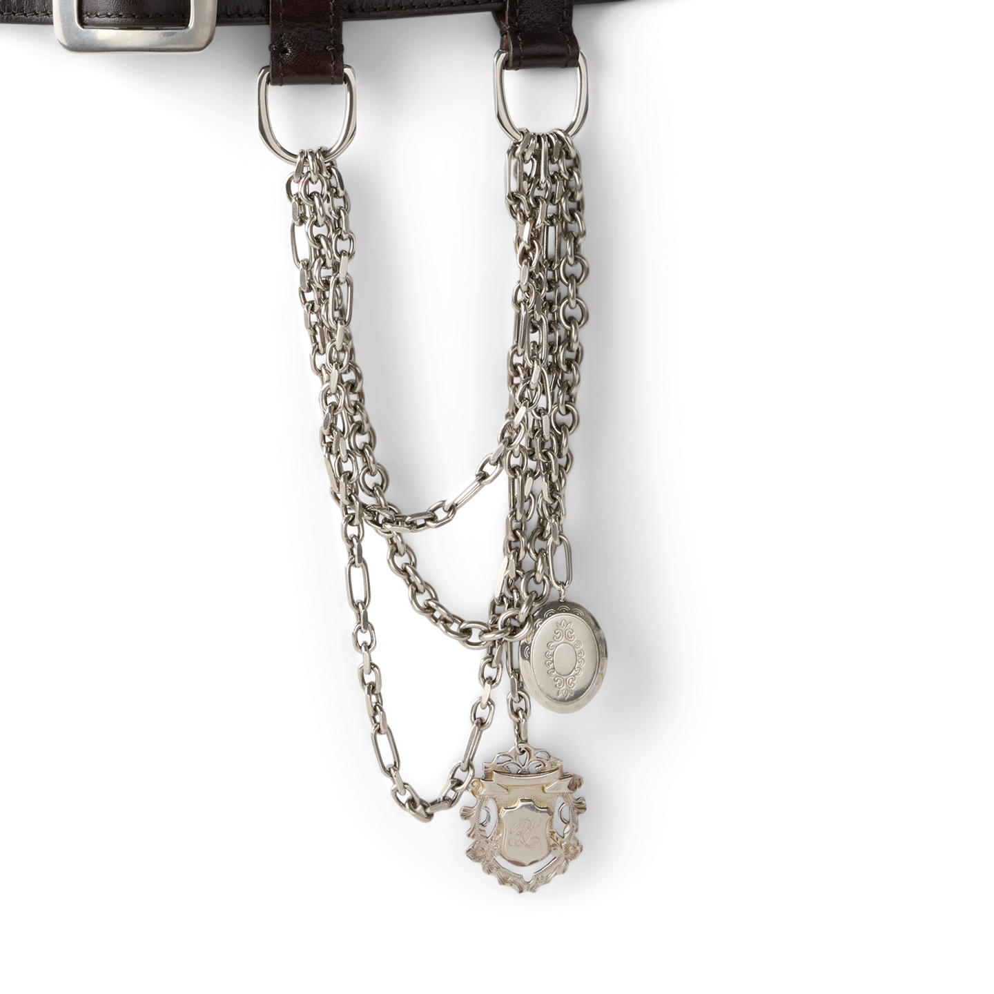 Женский ремень Ralph Lauren Chain-Trim Washed Leather Wide, цвет: Светло-коричневый — фото 1