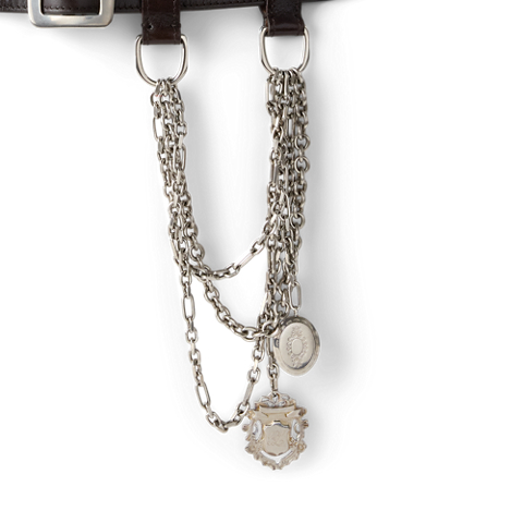 Женский ремень Ralph Lauren Chain-Trim Washed Leather Wide, цвет: Светло-коричневый