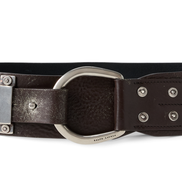 Turn-Back Washed Leather Wide Belt