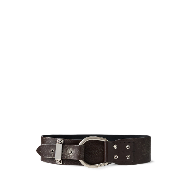 Turn-Back Washed Leather Wide Belt