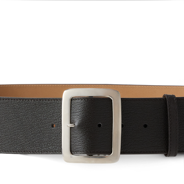 Square-Buckle Goatskin Wide Belt