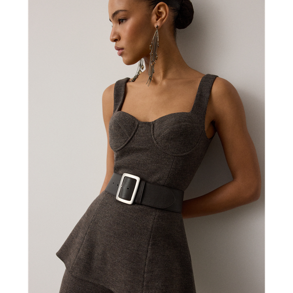 Square-Buckle Goatskin Wide Belt