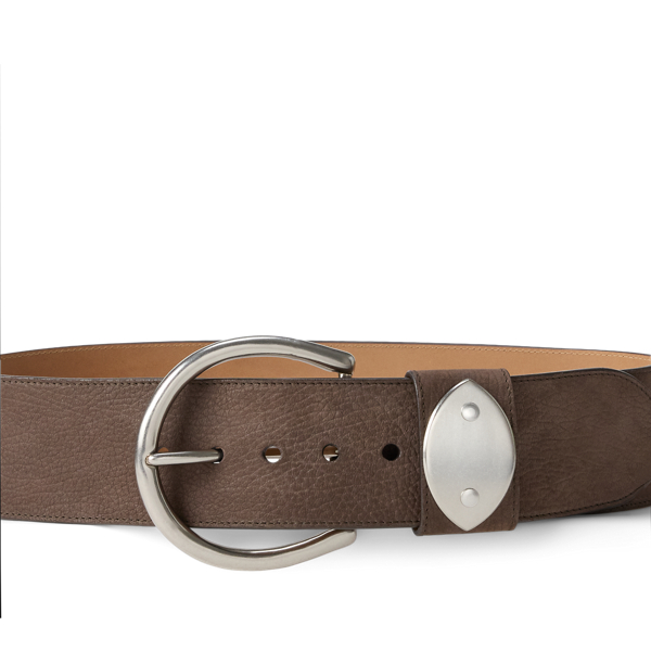 Nubuck Pebbled Leather Wide Belt