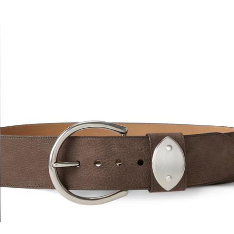 Женский ремень Ralph Lauren Nubuck Pebbled Leather Wide, цвет: Светло-коричневый