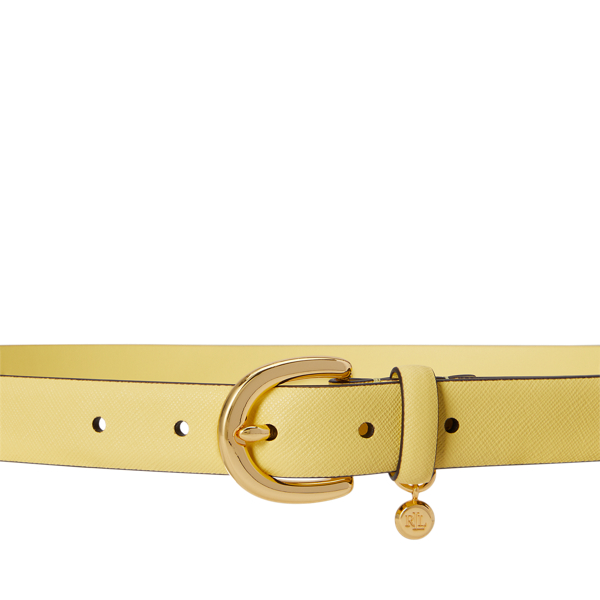 Lemon Sorbet Charm Crosshatch Leather Belt Lauren 2