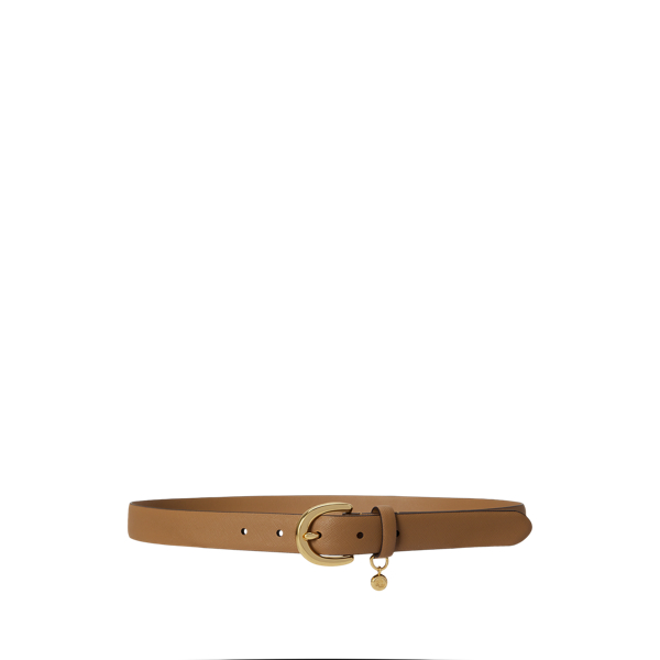 Camel/PB Charm Crosshatch Leather Belt Lauren 1