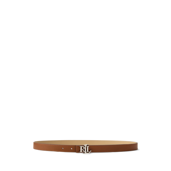Tan/Lauren Tan Reversible Skinny Leather Logo Belt Lauren 2