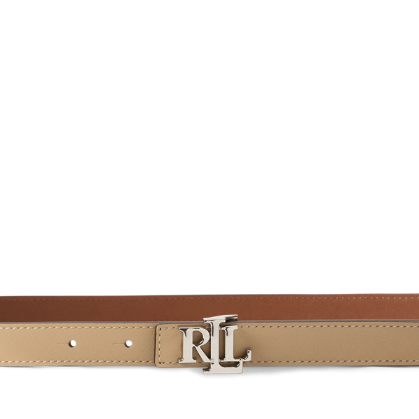 Tan/Lauren Tan Reversible Skinny Leather Logo Belt Lauren 3
