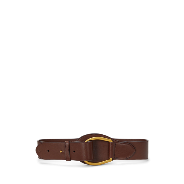 Dark Mahogany Leather Wide Embellished D-Ring Belt Lauren 1