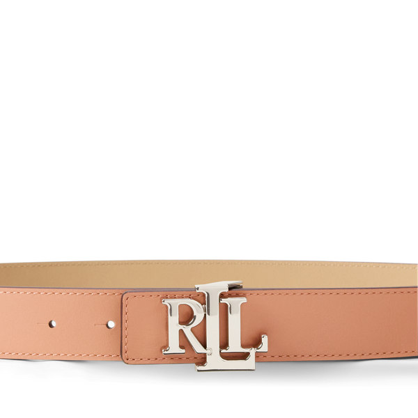 Pink Sienna/Tan Reversible Leather Logo Belt Lauren 3