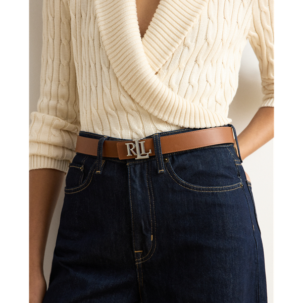 Tan/Lauren Tan Reversible Leather Logo Belt Lauren 4