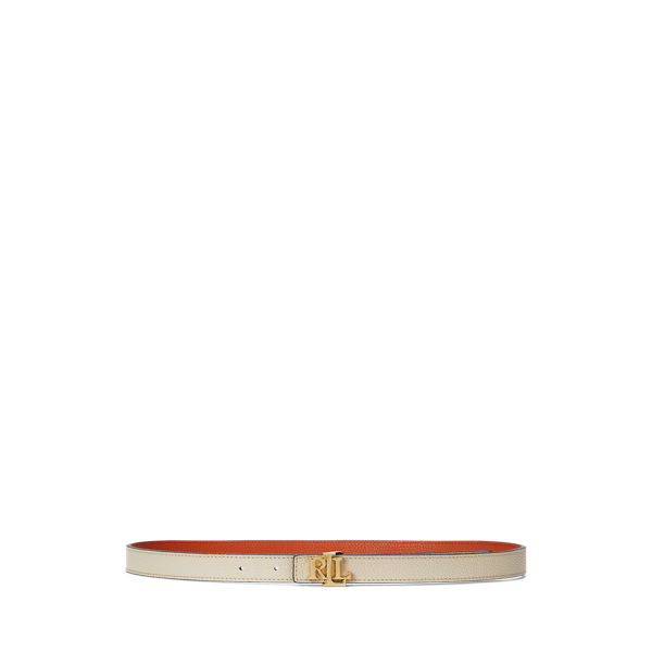 Ceinture fine r&eacute;versible &agrave; logo en cuir