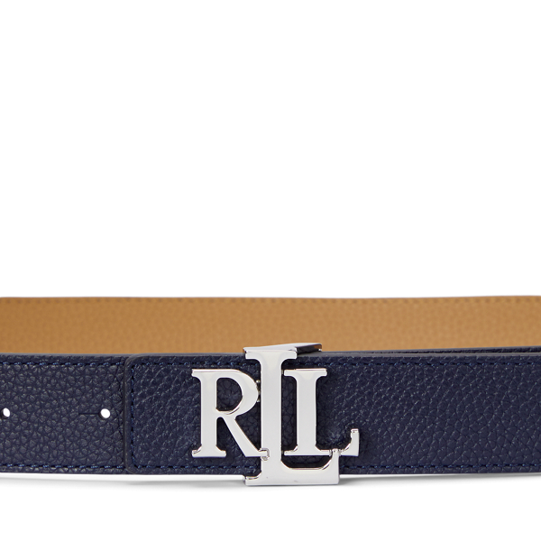 Logo Reversible Pebbled Leather Belt for Women Ralph Lauren BE