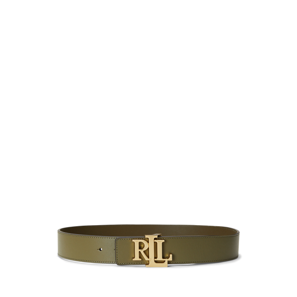Ceinture réversible large à logo en cuir