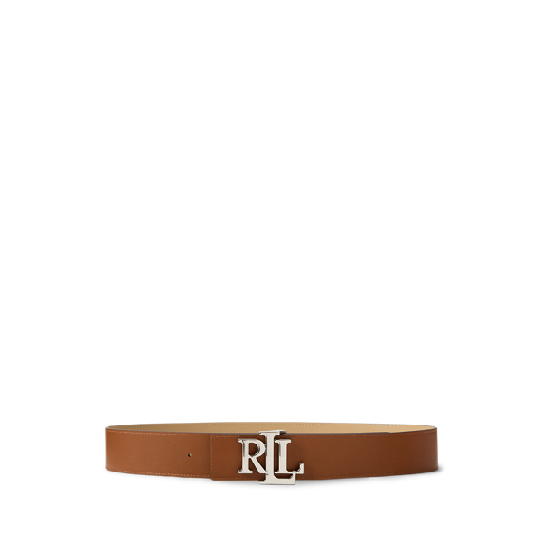 Tan/Lauren Tan Reversible Wide Leather Logo Belt Lauren 2