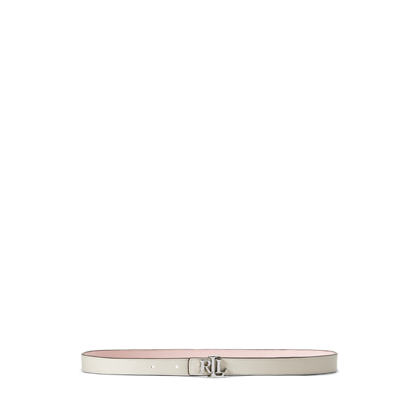 Tea Rose/Soft White Logo Reversible Embossed Skinny Belt Lauren 2