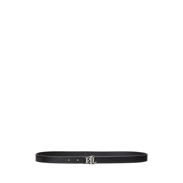 Black Logo Reversible Embossed Skinny Belt Lauren 1