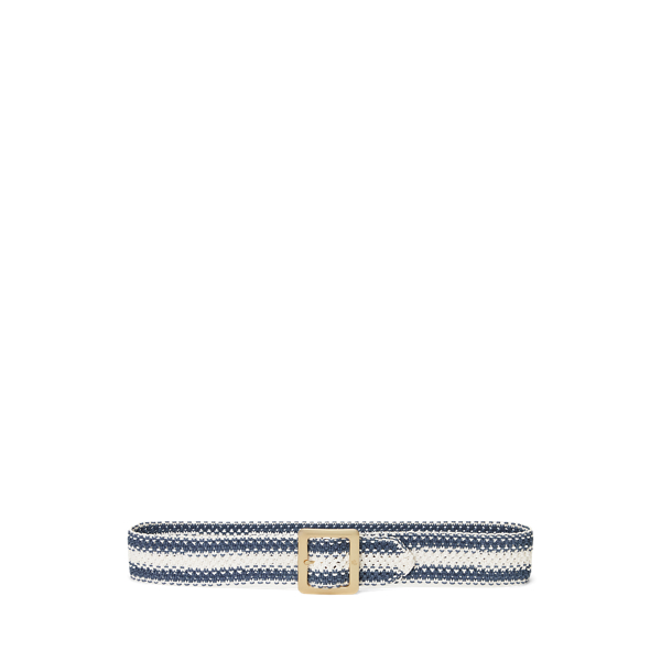 Striped Woven Wide Belt