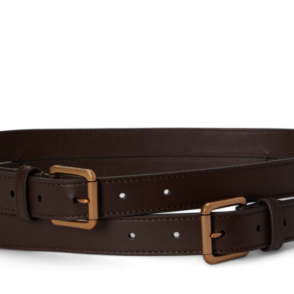 Breiter Lederg&uuml;rtel mit Doppelschnalle Lauren in Kastanienbraun 2