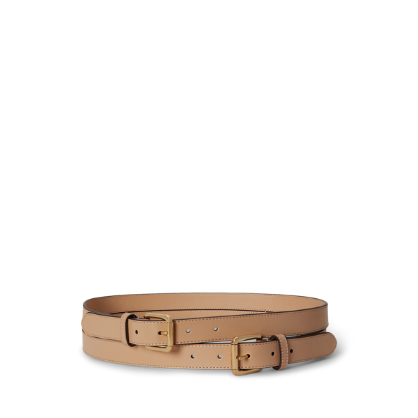 Leather Double-Buckle Stacked Wide Belt
