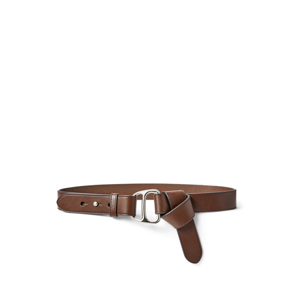 Dark Mahogany Leather Tie-Off Belt Lauren 1