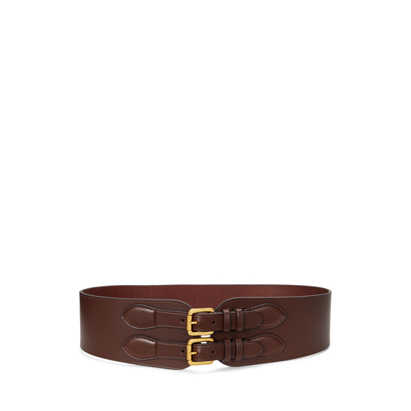 Vachetta Leather Double Buckle Wide Belt