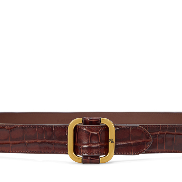 Slide Buckle Croc Embossed Leather Belt for Women Ralph Lauren KW