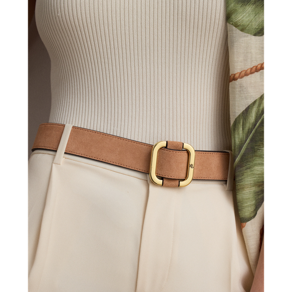Pink Sienna Suede Slide-Buckle Belt Lauren 4