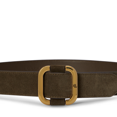 Женский ремень Lauren Ralph Lauren Slide-Buckle Suede, цвет: Зелёный