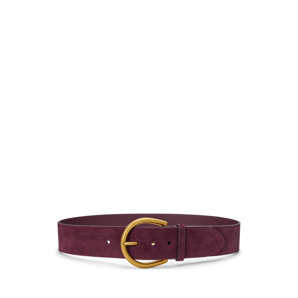 Round-Buckle Suede Wide Belt