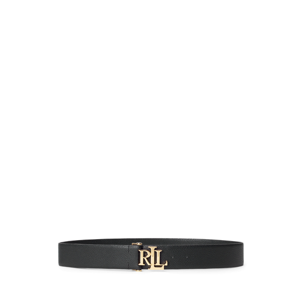 Ceinture large en cuir grain&eacute; &agrave; logo