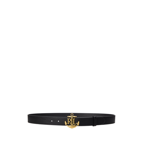 Anchor Logo Leather Skinny Belt for Women Ralph Lauren UK