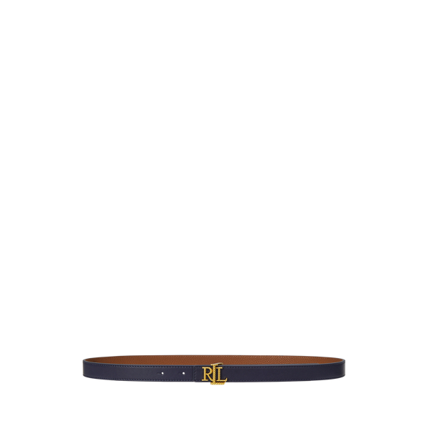 Refined Navy/Lauren Tan Logo Reversible Embossed Skinny Belt Lauren 1