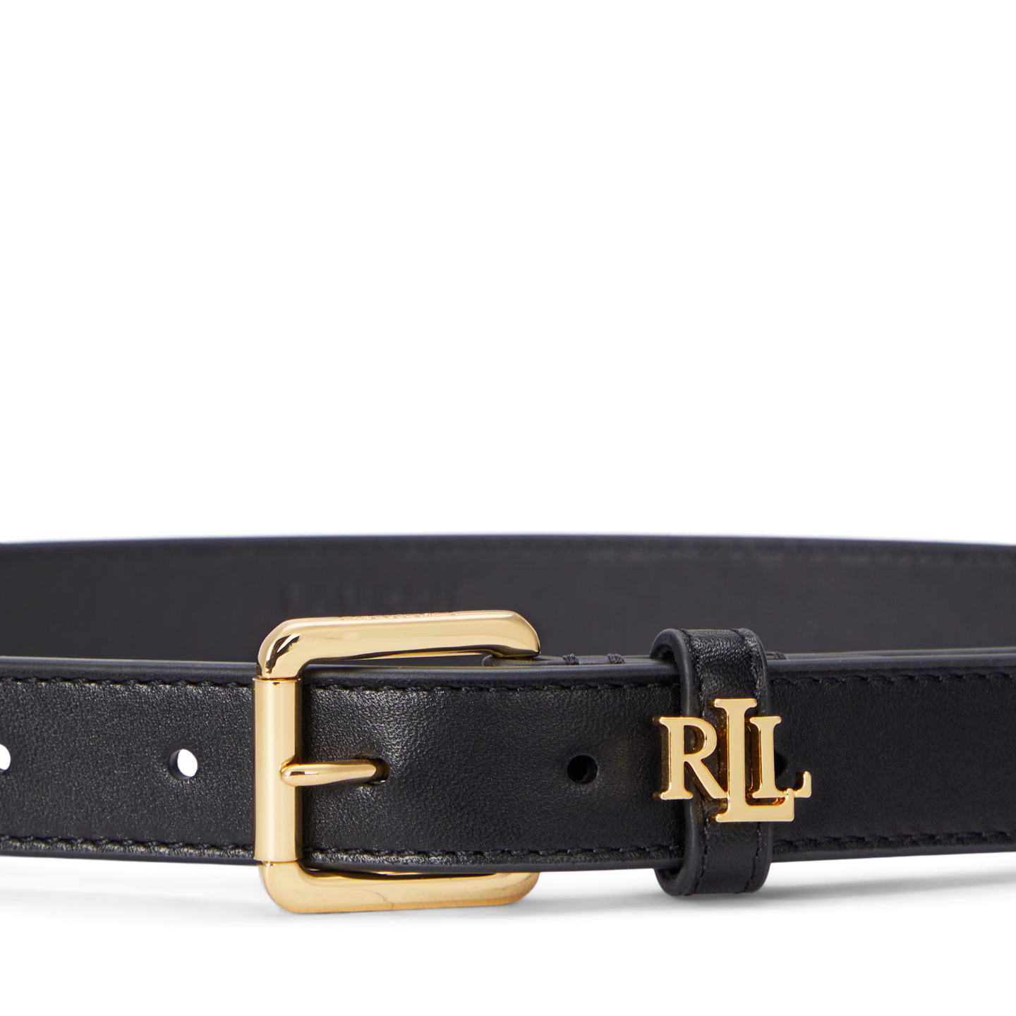Женский ремень Ralph Lauren Logo-Keeper Leather Skinny, цвет: Чёрный — фото 1