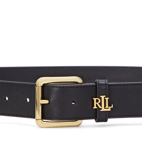 Женский ремень Lauren Ralph Lauren Logo-Keeper Leather, цвет: Чёрный