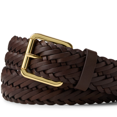 Женский ремень Lauren Ralph Lauren Braided Vachetta Leather, цвет: Каштановый коричневый