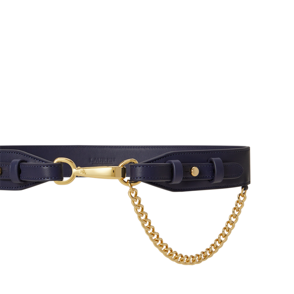 Ceinture fermeture &agrave; clip et cha&icirc;ne cuir
