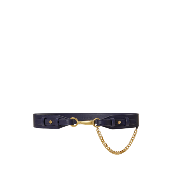 Ceinture fermeture &agrave; clip et cha&icirc;ne cuir