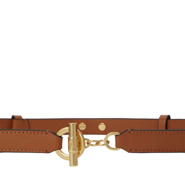 Classic Caramel Leather Toggle Skinny Belt Lauren 2