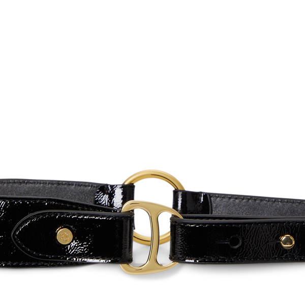 Lacklederg&uuml;rtel mit D-Ring im Reiterstil Lauren in Schwarz 2