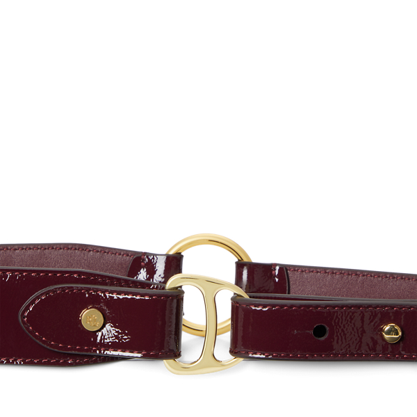 Dark Garnet Equestrian D-Ring Patent Leather Belt Lauren 2