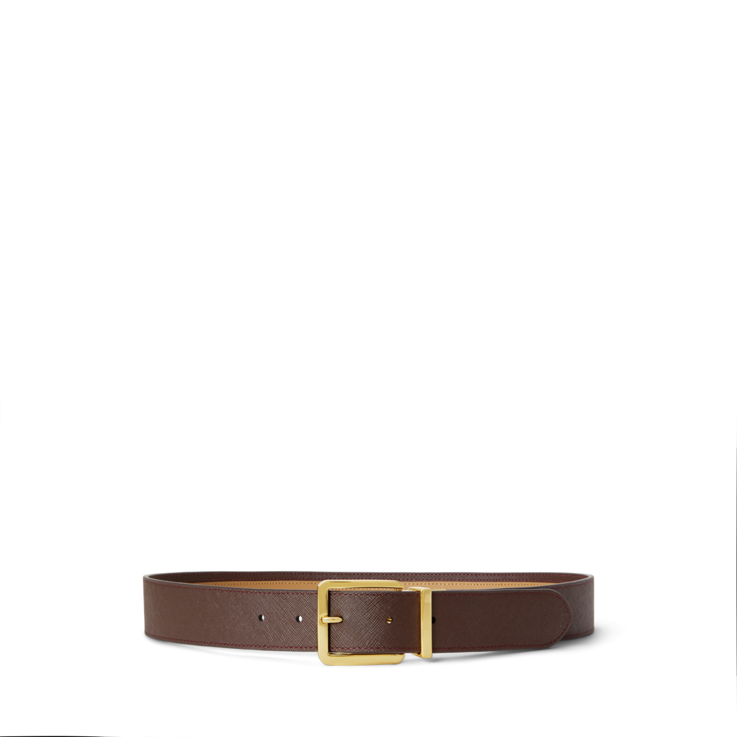 Женский ремень Ralph Lauren Two-Tone Reversible Crosshatch, цвет: Верблюжий / Каштановый коричневый — фото 1