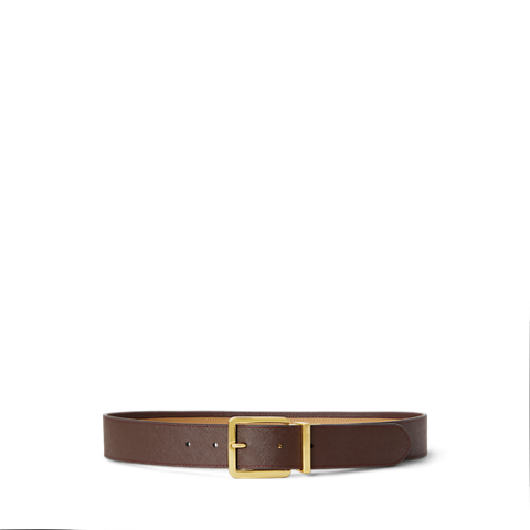 Женский ремень Lauren Ralph Lauren Two-Tone Reversible Crosshatch, цвет: Верблюжий / Каштановый коричневый