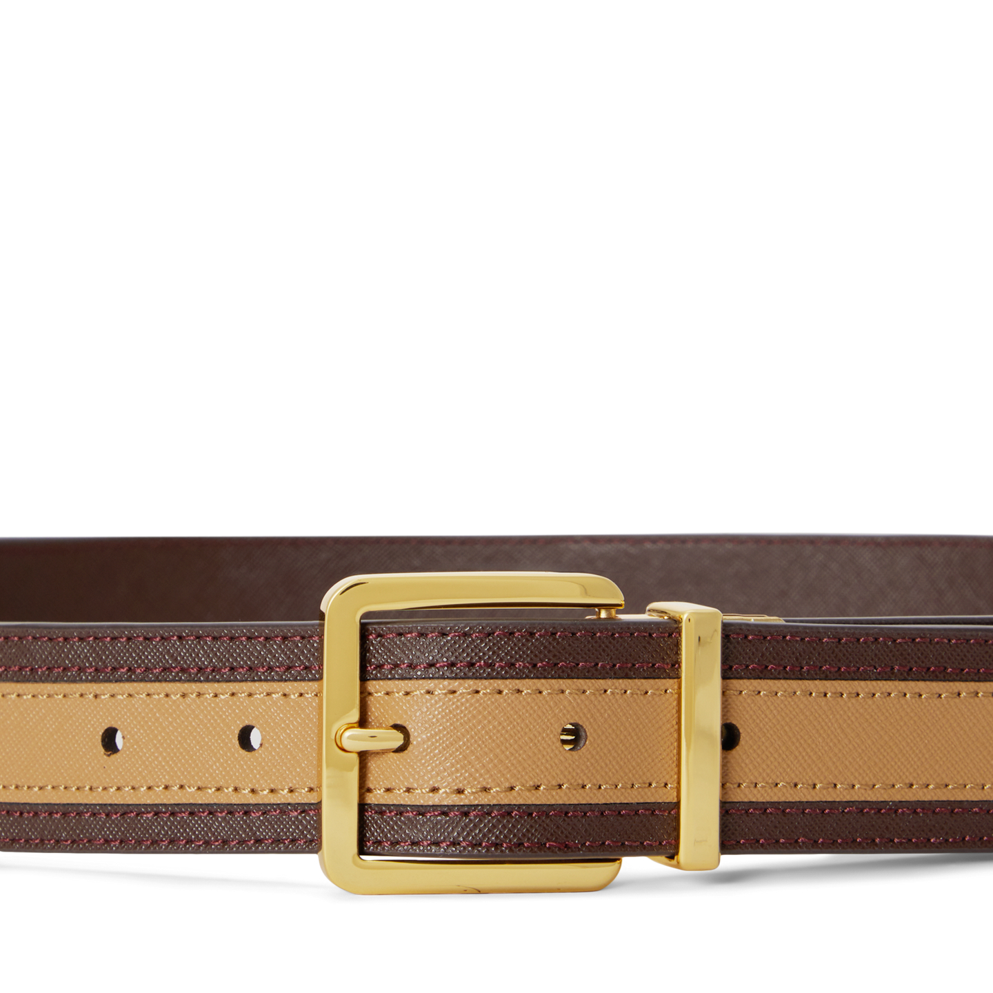Женский ремень Ralph Lauren Two-Tone Reversible Crosshatch, цвет: Верблюжий / Каштановый коричневый — фото 2