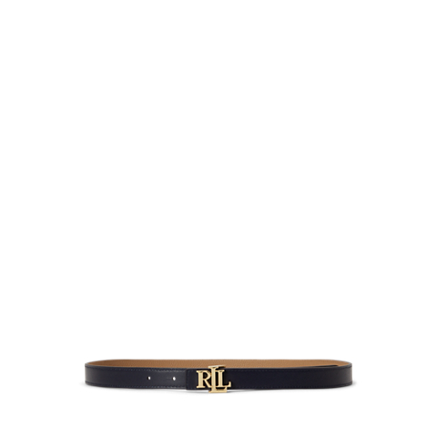 Женский ремень Lauren Ralph Lauren Logo Reversible Leather Skinny, цвет: Верблюжий / Тёмно-синий
