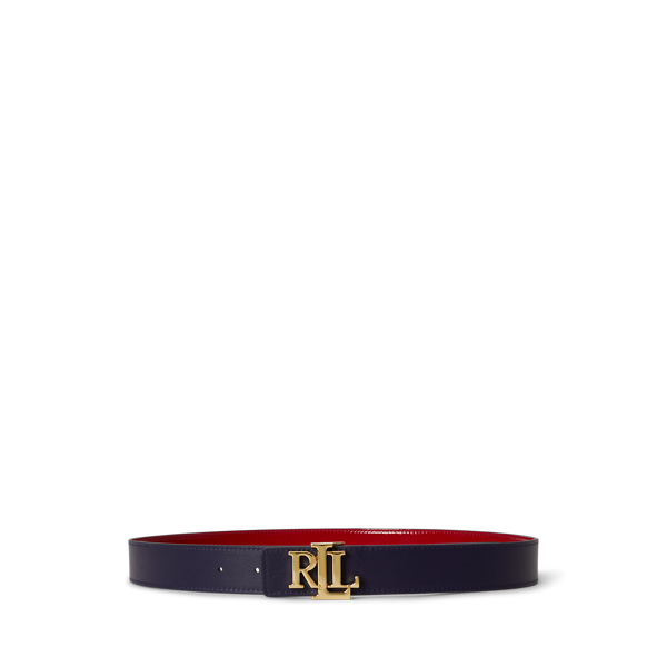 Festive Red/Refined Navy Reversible Patent Leather Logo Belt Lauren 3