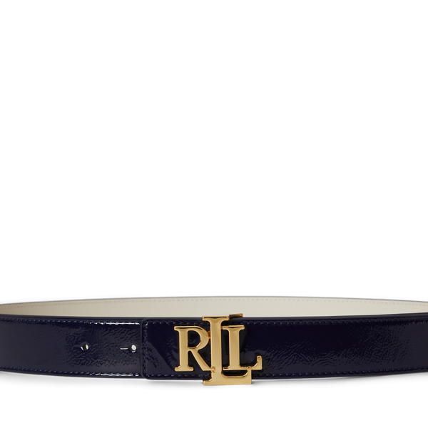 Refined Navy/Soft White Reversible Patent Leather Logo Belt Lauren 2
