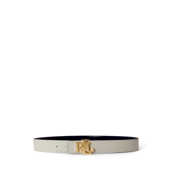 Refined Navy/Soft White Reversible Patent Leather Logo Belt Lauren 3