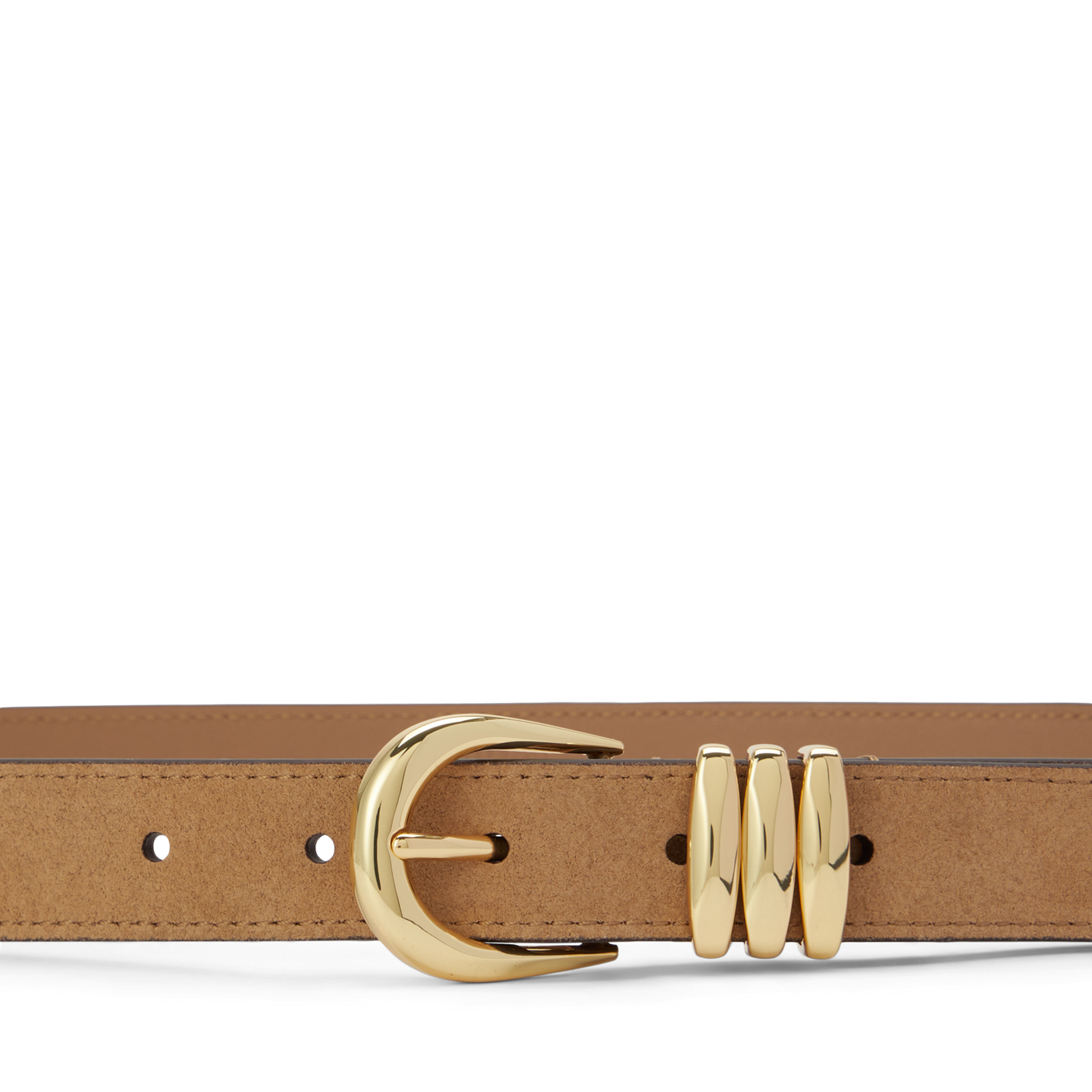 Женский ремень Ralph Lauren Metal-Keeper Suede Skinny, цвет: Верблюжий — фото 1